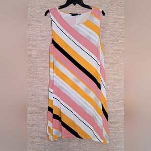 Apt. 9 Pink and Cream Striped Fabric Sleeveless Cotton Knit Women's XL